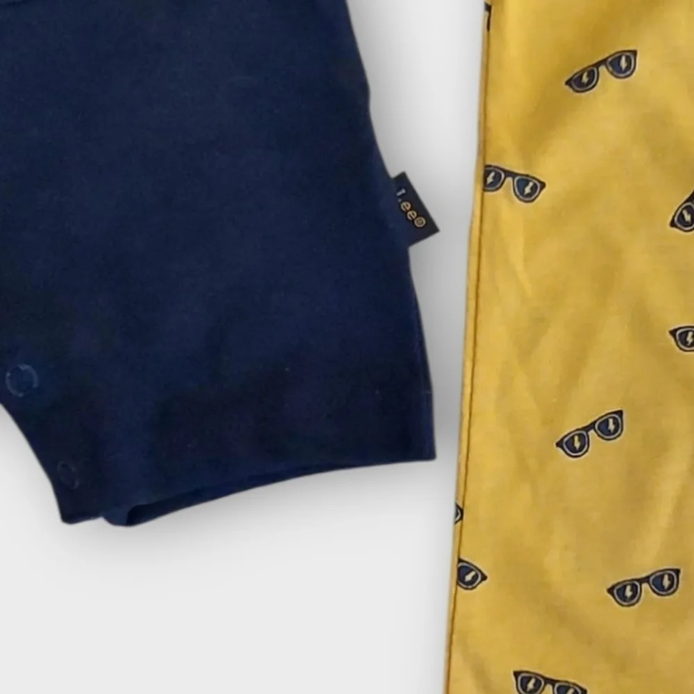 NWT Lee Baby 2 PC  Rompers in Navy and Yellow ~sz 12 M